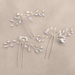 David's Bridal Silver Crystal Hair Pins